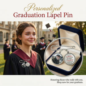 Graduation Walking Beside You Every Step - Personalized Memorial Lapel Pin With Photo Charms
