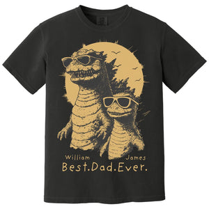 Personalized Best Dad Ever T-Shirt Father Day Gifts for Dad Funny Papa Tshirt Cool Daddy Dinosaur Tee