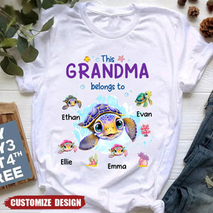 Personalized Turtle Grandma And Kids T-Shirt - Mother's Day Gift