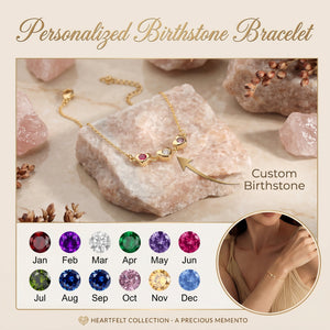 Personalized Heart Birthstone Family Bracelet-Gift For Her