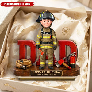 Proud Firefighter Dad-Personalized Wooden Plaque-Father's Day Gift For Dad