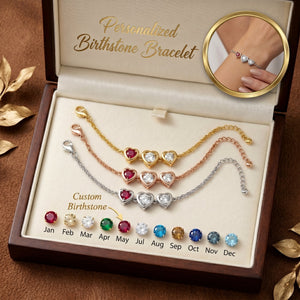Personalized Heart Birthstone Family Bracelet-Gift For Her