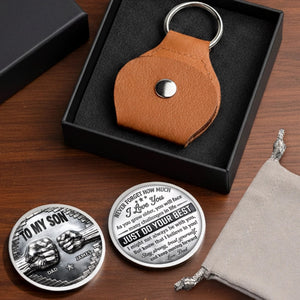Custom Pocket Hug - Personalized Keychain Birthday Gifts For Son - You Are Stronger Than You Think