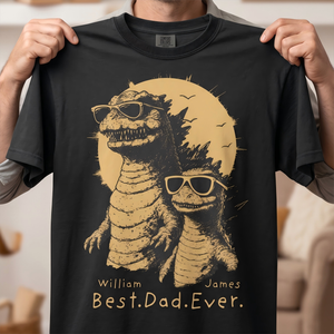 Personalized Best Dad Ever T-Shirt Father Day Gifts for Dad Funny Papa Tshirt Cool Daddy Dinosaur Tee