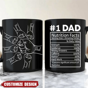 Dad #1 Nutrition Facts Hand Bump Personalized Mug