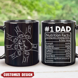 Dad #1 Nutrition Facts Hand Bump Personalized Mug