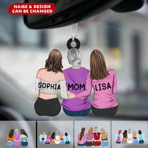 Personalized Mother & Daughter Sitting Together Acrylic Hanging Ornament