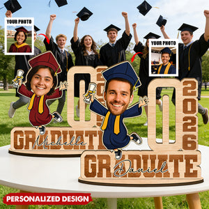Funny Graduation Gift 2026-Personalized Face Wooden Plaque with Name & Money Holder