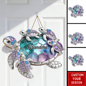 Personalized Grandma/Mom Turtle Wood Sign- Gift For Mom and Grandma