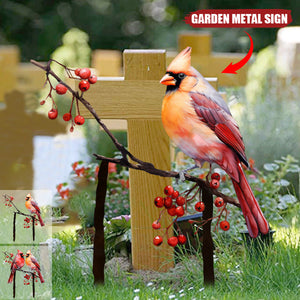 Cardinals Garden Metal Sign with Stake - Memorial Gift