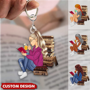 Just A Girl Who Loves Books - Reading Girl - Personalized Acrylic Keychain - Gift For Book Lovers
