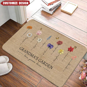 Grandma's Garden Love Grows Here - Personalized Doormat - Mother's Day Gift For Mom, Grandma