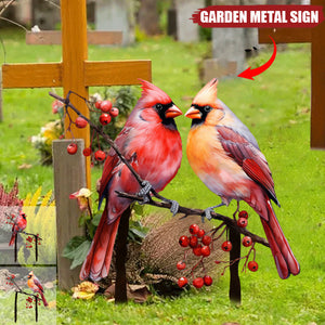 Cardinals Garden Metal Sign with Stake - Memorial Gift
