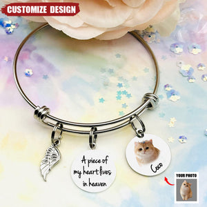 A Piece Of My Heart Lives In Heaven - Memorial Photo Bracelet