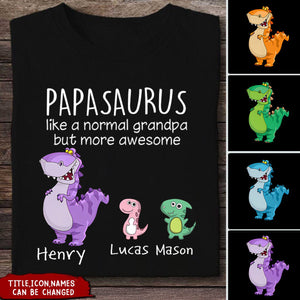Happy Father's Day-Grandpasaurus/Dadsaurus With Little Kids Personalized T-Shirt
