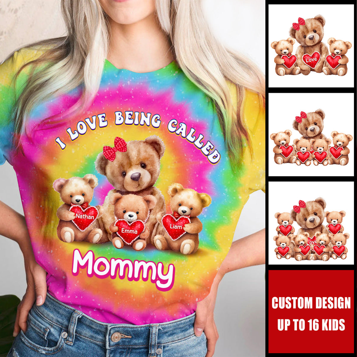 Mom/Grandma Bear I Love Being Called Mom/Grandma Personalized 3D T-shirt