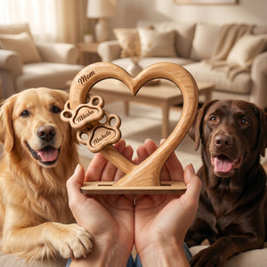 Personzlied Paw Print Heart Wooden Plaque - Gift For Pet Lovers