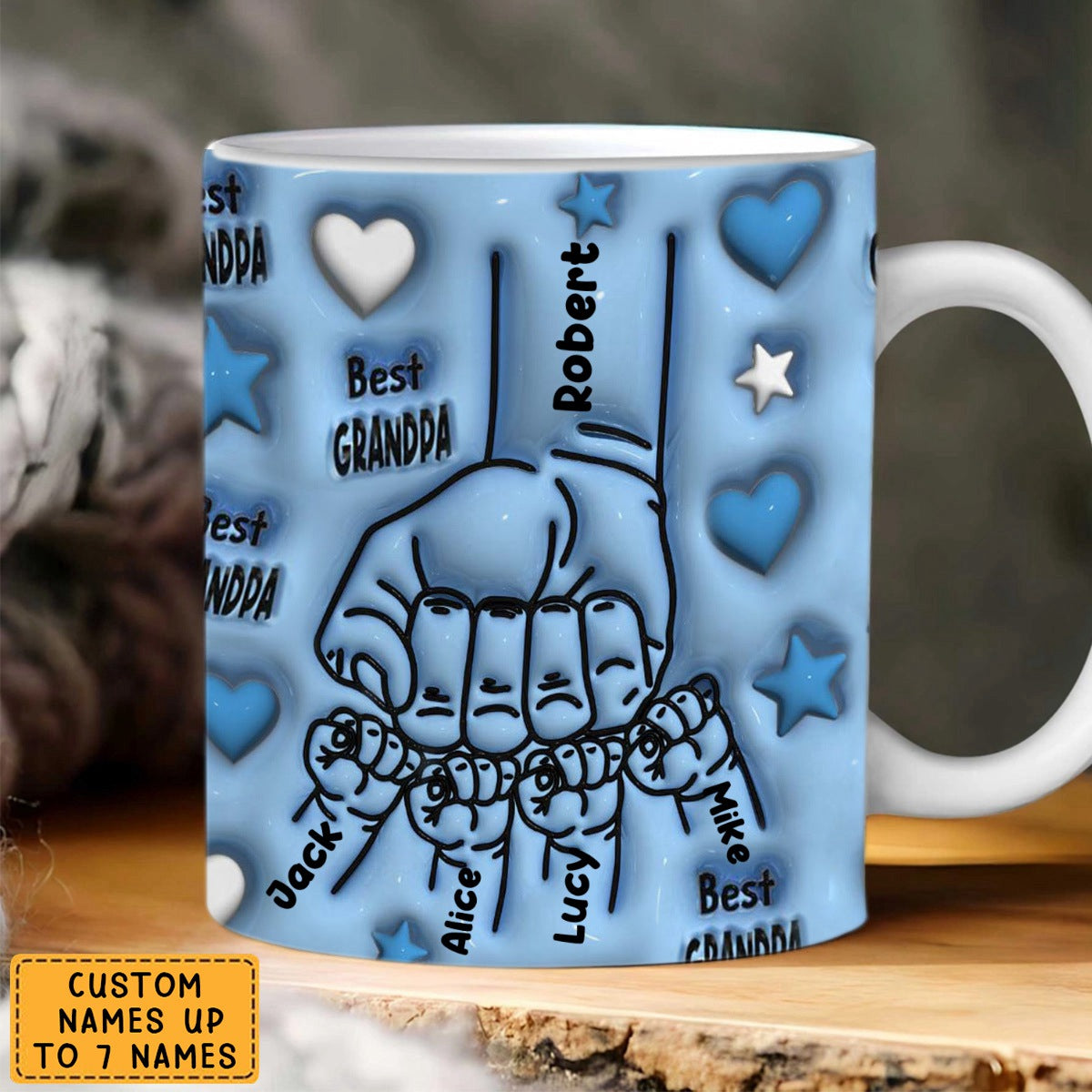 Best Dad/Grandpa - Personalized 3D Inflated Effect Mug - Gift For Cat Dad/Grandpa