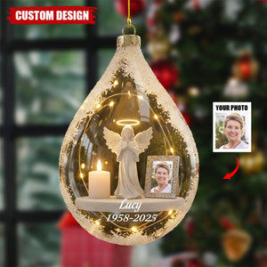Personalized Angel and Candle Memorial Christmas Ornament – Memorial Gift