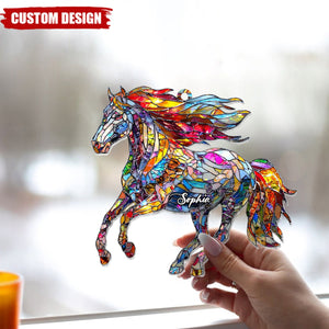 A Horse Loves Freedom - Personalized Horse Window Hanging Suncatcher Ornament