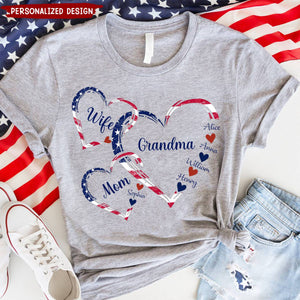 Wife Mom Grandma With Heart Kids Personalized Shirt