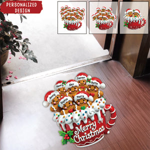 Merry Christmas-Personalized Gingerbread Doormat/ Rug Gift For Family