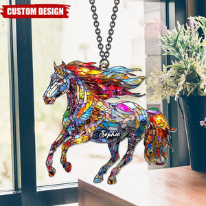 A Horse Loves Freedom - Personalized Horse Window Hanging Suncatcher Ornament