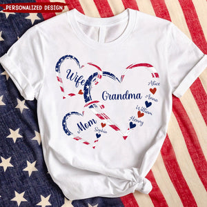 Wife Mom Grandma With Heart Kids Personalized Shirt