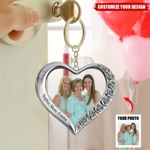 Personalize Family Photo Upload Keychain - Personalized Gifts For Mother/Nana