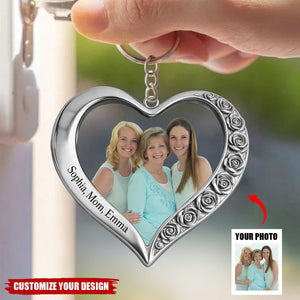 Personalize Family Photo Upload Keychain - Personalized Gifts For Mother/Nana