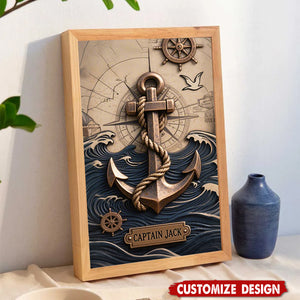 Nautical Anchor Vintage Nautical Map Fragment-Personalized Poster