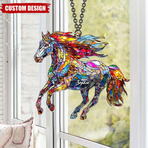 A Horse Loves Freedom - Personalized Horse Window Hanging Suncatcher Ornament