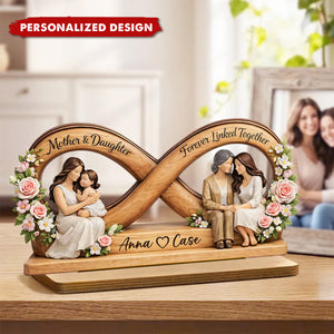 Mother & Daughter Forever Linked Together-Personalized Wooden Plaque-Mother Day's Gift For Mom, Gift For Daughter