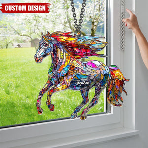 A Horse Loves Freedom - Personalized Horse Window Hanging Suncatcher Ornament