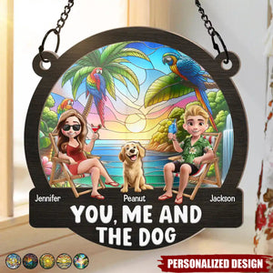 Beach You, Me And The Dogs-Personalized Window Hanging Suncatcher Ornament