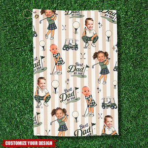 Personalized Golf Towel, Custom Photo Dad Gift from Kids, Father's Day Golfing Keepsake