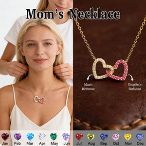 Personalised Birthstone Heart Necklace-Mother's Day Gift For Mom/Grandma