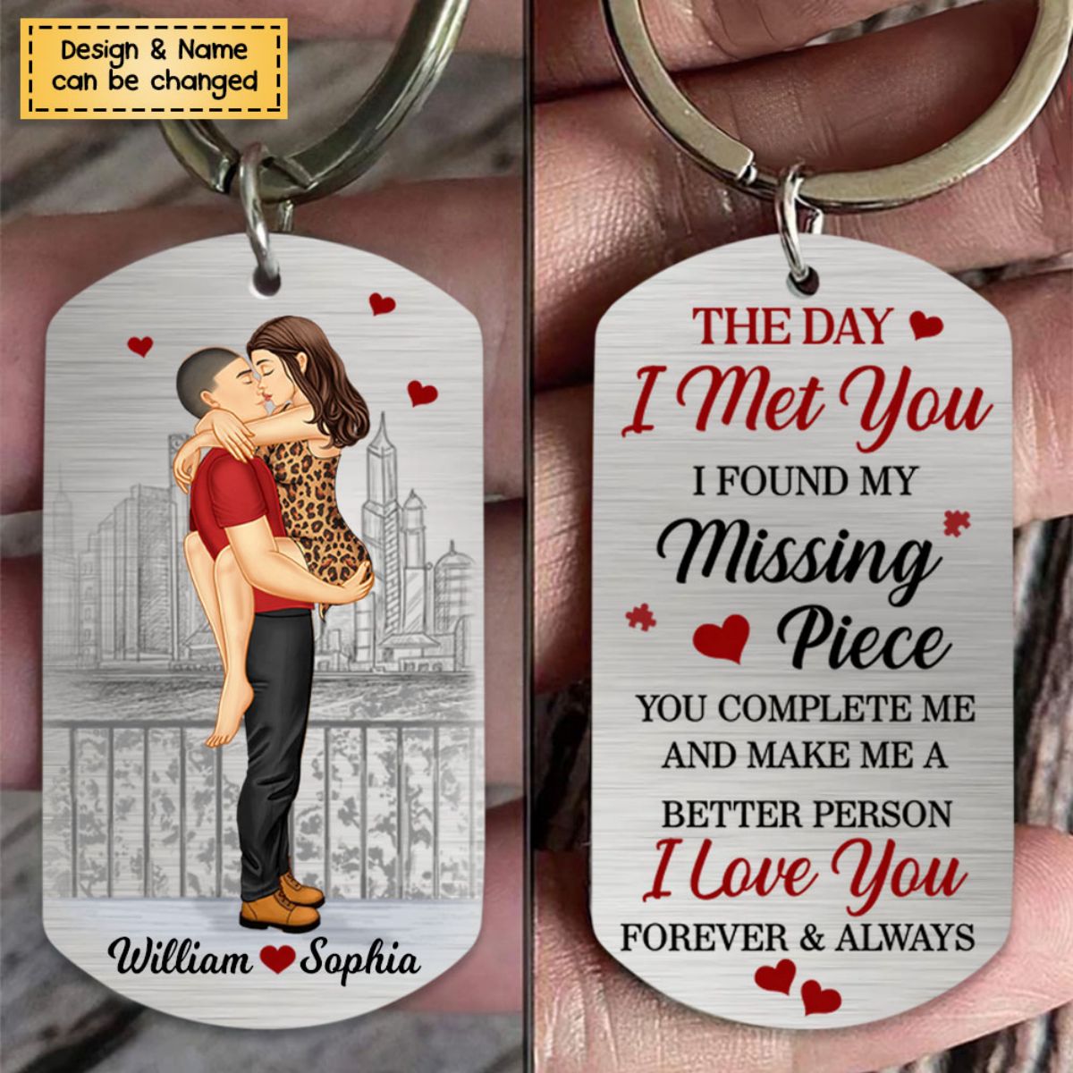 The Day I Met You-Personalized Gifts For Couple Stainless Steel Keychain