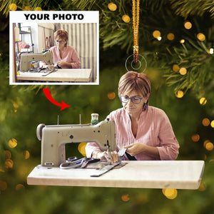 Personalized Sewing Upload Photo Christmas Ornament