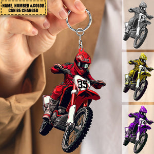 Personalized Motocross Racer Acrylic Keychain - Gift For Motorcycle Lovers