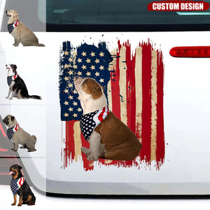 Personalized America dog flag printed decal - gift for dog lovers