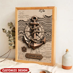 Nautical Anchor Vintage Nautical Map Fragment-Personalized Poster