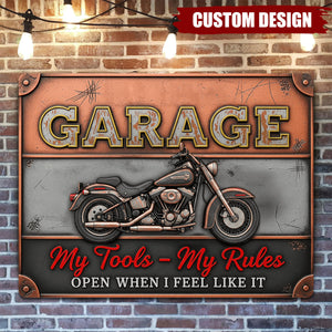 Retro Garage Print Metal Sign - Personalized Gifts For Rider