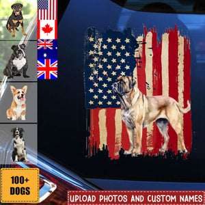 Personalized dog country flag printed decal - gift for dog lovers