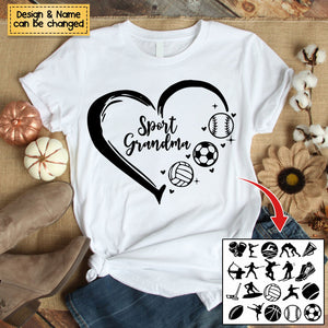 Sport Grandma Heart - Personalized T-shirt - Gift For Grandma/Nana/Mom