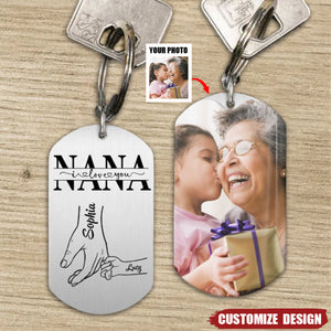 Mom/Grandma We Love You Hand In Hand - Personalized Stainless Steel Keychain