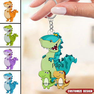 Dad/Grandpasaurus With Kids Personalized Keychain