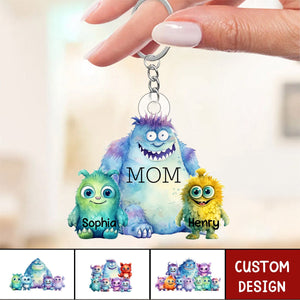 Monster Nana/Mama With Little Kids Personalized Keychain