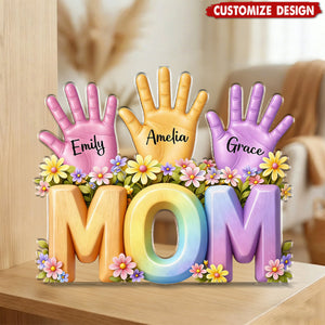 Personalized Hand Print Acrylic Plaque -Gift For Mom Wife