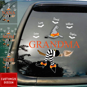Grandma Life Witch On Broom Personalized Decal